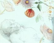 Bust of a Man Asleep amid Flowers - 奥蒂诺·雷东